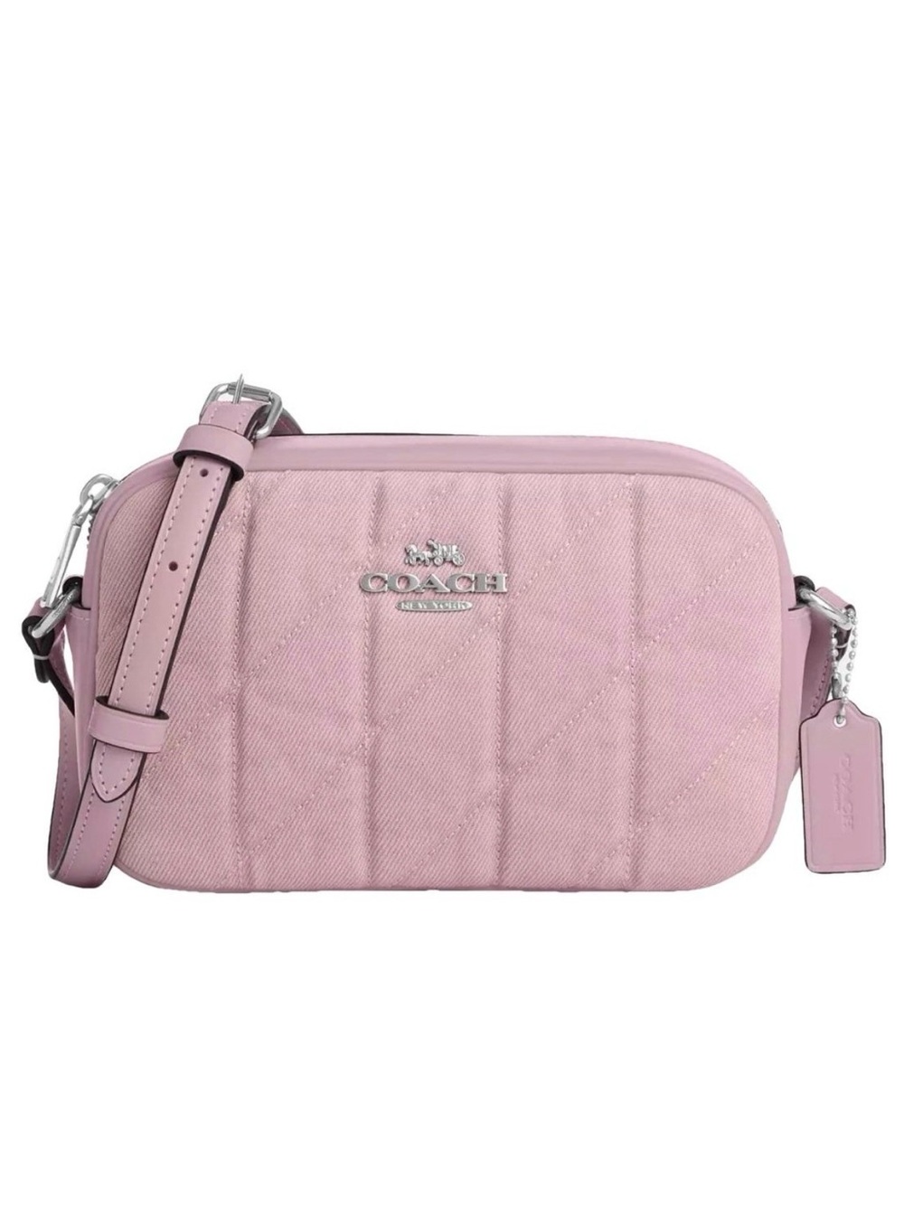 COACH CBR08 🩷Jamie🩷 PINK QUILTED DENIM & LEATHER CROSSBODY BAG 🌟EUC🌟